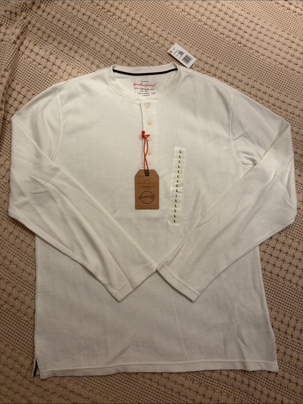 Weatherproof Vintage Men's White Long-Sleeve Henley
